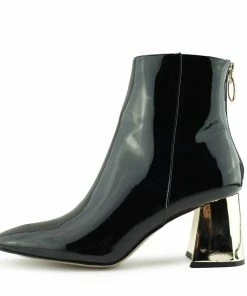 Kickfootwear Farrow 60's Metallic Block Heel Boots - Black WOMENS