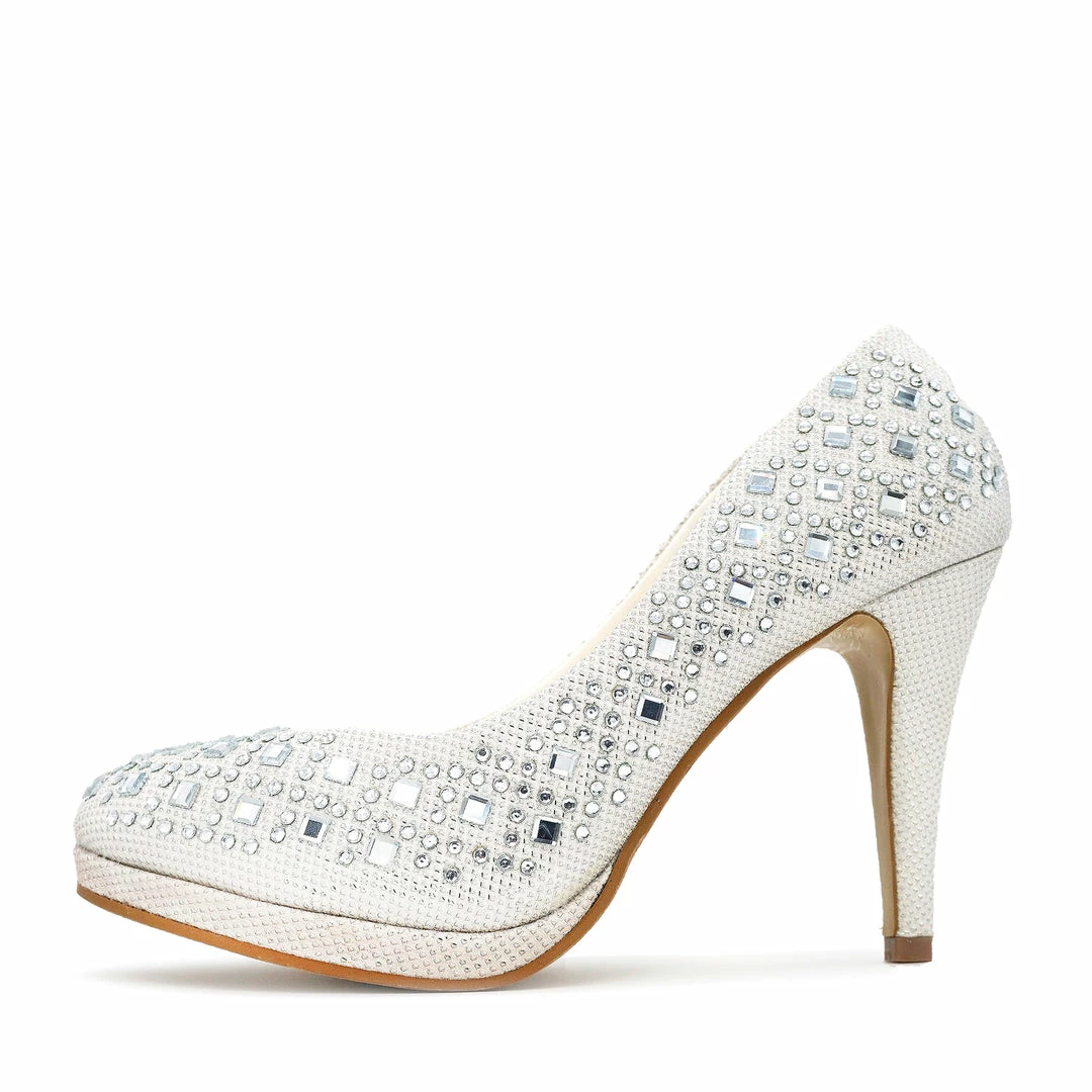 Kickfootwear Evie Sparkle Detail Court Shoes - Ivory 1 Kickfootwear Evie Sparkle Detail Court Shoes - Ivory