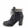 Kickfootwear Brooklyn Block Heel Combat Boots - Black WOMENS