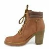 Kickfootwear Brooklyn Block Heel Combat Boots - Brown
