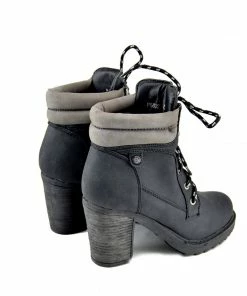 Kickfootwear Brooklyn Block Heel Combat Boots - Black WOMENS