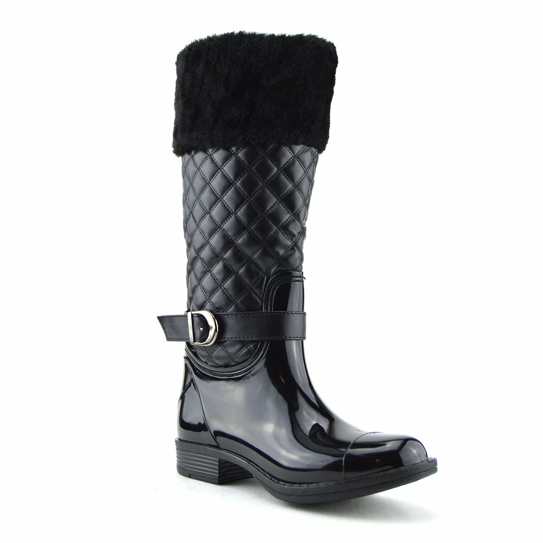 Kickfootwear Knee High Faux Fur Top Winter Wellington Boots WOMENS 4 Kickfootwear Knee High Faux Fur Top Winter Wellington Boots WOMENS