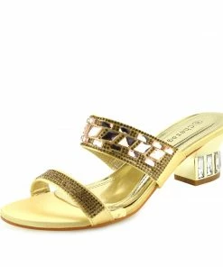 Kickfootwear Party Shine Low Chunky Heel Sandals - Gold WOMENS