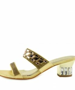 Kickfootwear Party Shine Low Chunky Heel Sandals - Gold WOMENS