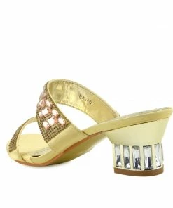 Kickfootwear Party Shine Low Chunky Heel Sandals - Gold WOMENS