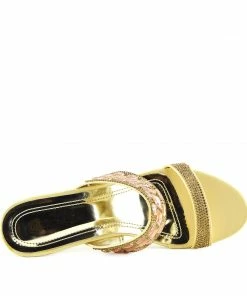Kickfootwear Party Shine Low Chunky Heel Sandals - Gold WOMENS