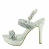 Kickfootwear Ladies Womens High Heel Diamante Sandals - Silver