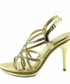 Kickfootwear Platform Shine Gold Party Sandals WOMENS