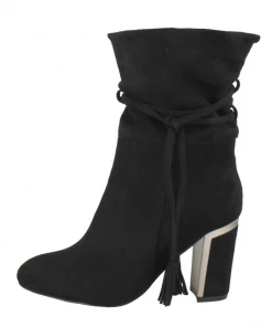 KICK FOOTWEAR WOMENS Lola Tie Black Heeled Boots