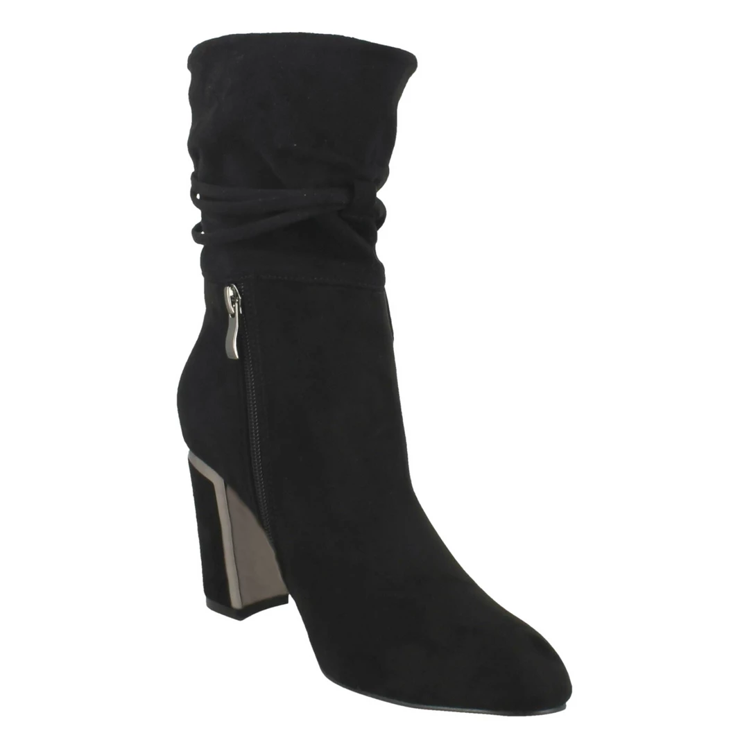 KICK FOOTWEAR WOMENS Lola Tie Black Heeled Boots 5 KICK FOOTWEAR WOMENS Lola Tie Black Heeled Boots