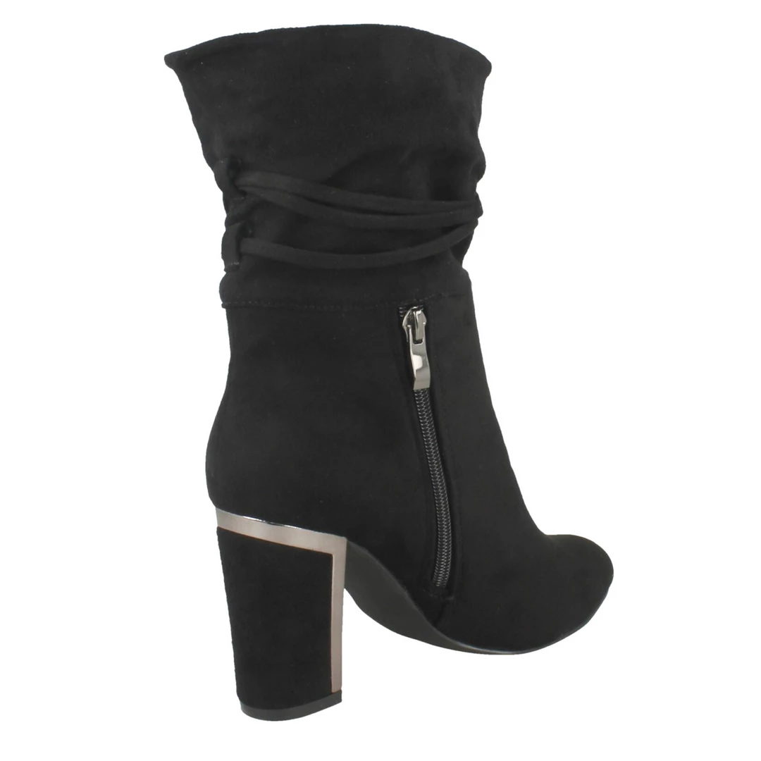 KICK FOOTWEAR WOMENS Lola Tie Black Heeled Boots 3 KICK FOOTWEAR WOMENS Lola Tie Black Heeled Boots