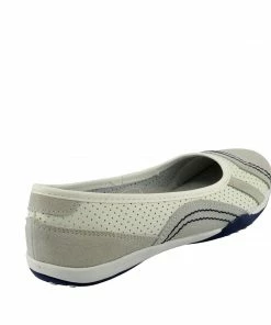 Kickfootwear Arden Bow Detail Flat Ballet Slip On Leather Shoes - White WOMENS