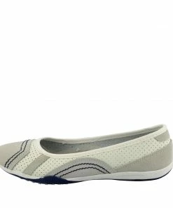 Kickfootwear Arden Bow Detail Flat Ballet Slip On Leather Shoes - White WOMENS