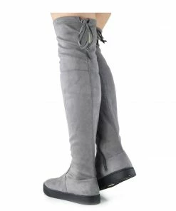 Kickfootwear WOMENS Alisha Soft Over The Knee Slouch Flat Boots Grey
