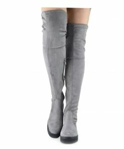 Kickfootwear WOMENS Alisha Soft Over The Knee Slouch Flat Boots Grey