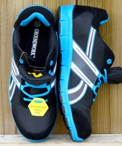 Kickfootwear MENS Groundwork Steel Toe Lightweight Safety Trainers - Black-Blue
