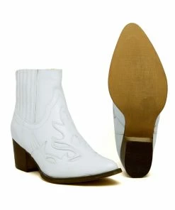 Kickfootwear WOMENS White Kitty Leather Ankle Boots