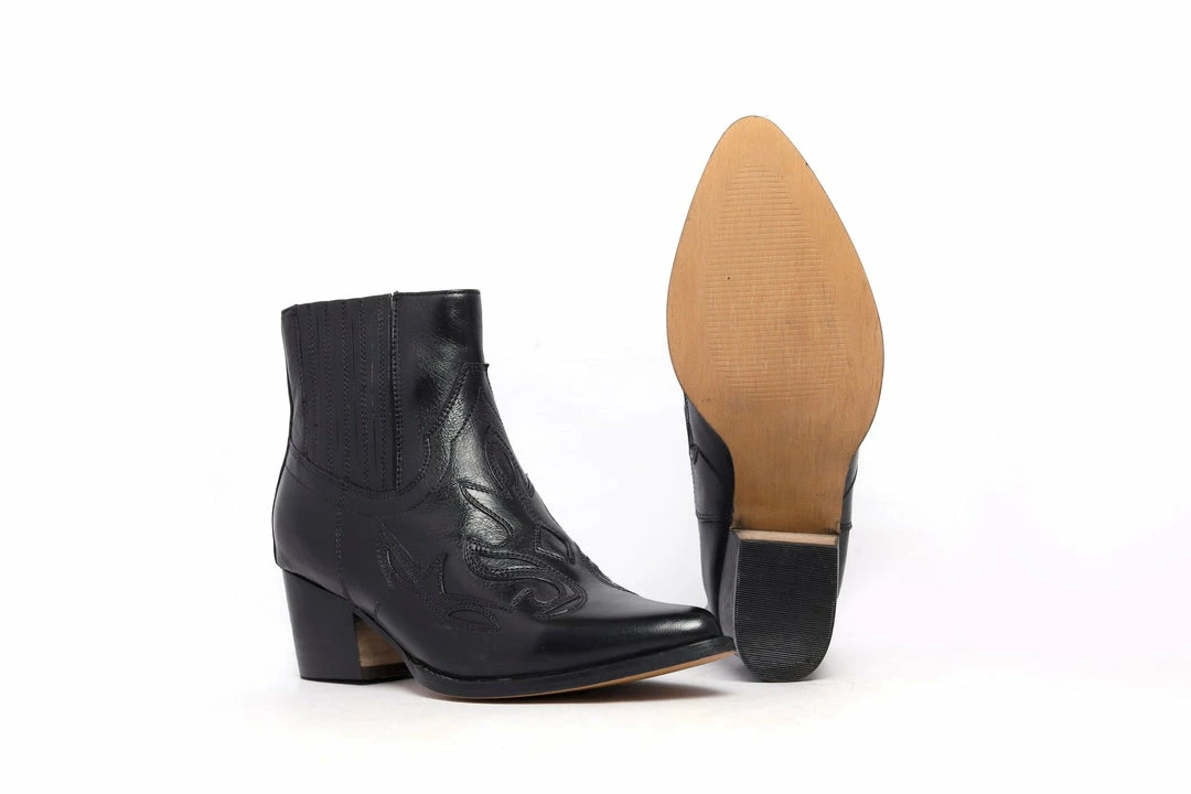 Kickfootwear Black Kitty Leather Ankle Boots WOMENS 3 Kickfootwear Black Kitty Leather Ankle Boots WOMENS