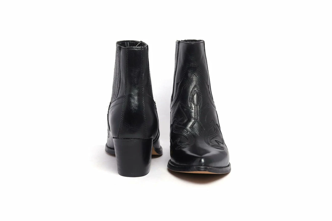 Kickfootwear Black Kitty Leather Ankle Boots WOMENS 4 Kickfootwear Black Kitty Leather Ankle Boots WOMENS