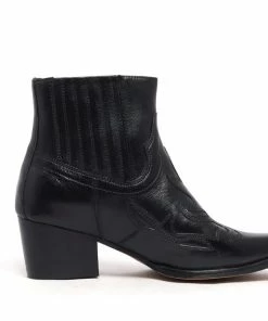 Kickfootwear Black Kitty Leather Ankle Boots WOMENS