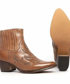 Kickfootwear WOMENS Tan Kitty Leather Ankle Boots
