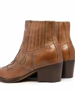 Kickfootwear WOMENS Tan Kitty Leather Ankle Boots