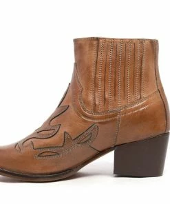Kickfootwear WOMENS Tan Kitty Leather Ankle Boots