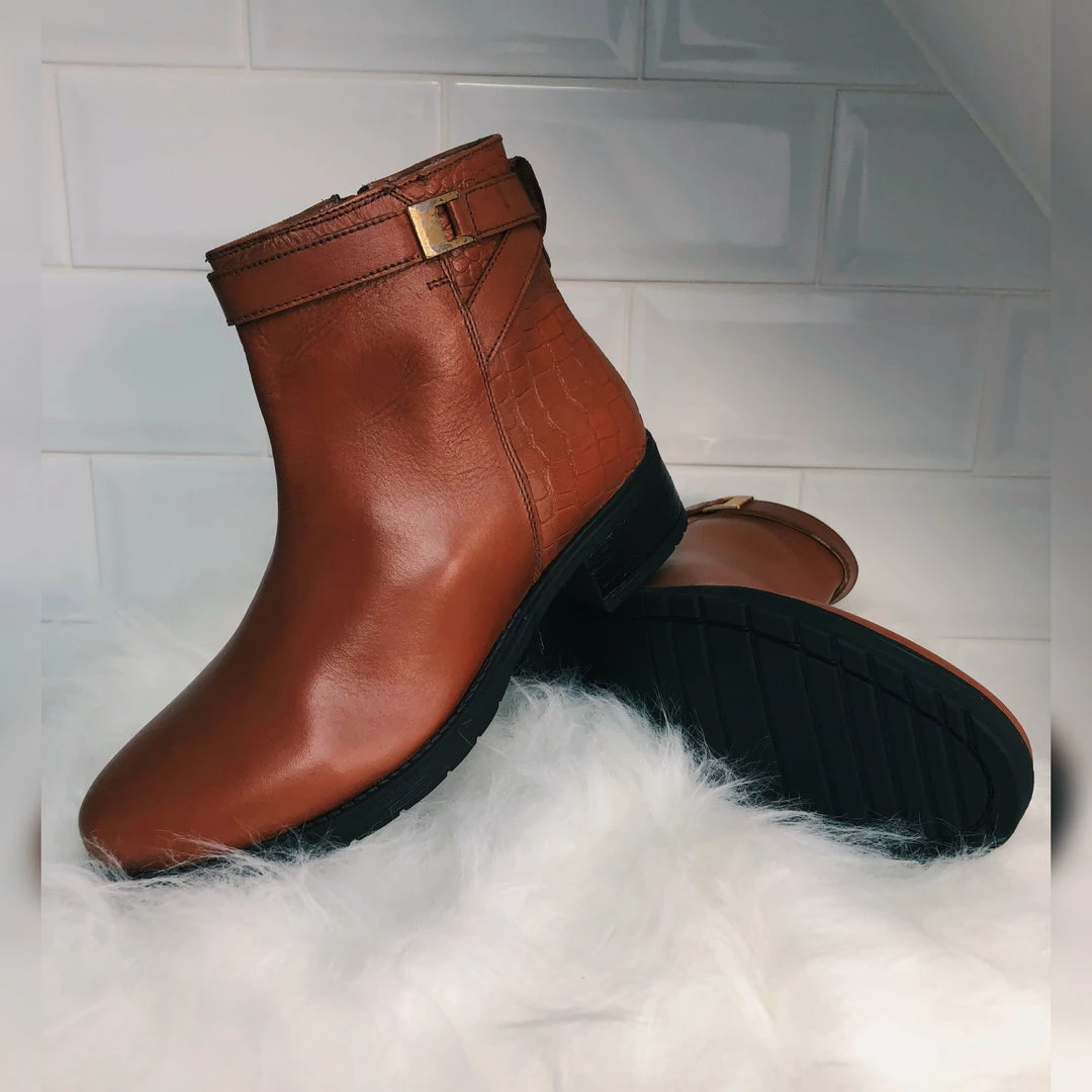 Kickfootwear York Leather Chelsea Tan Buckle Boots - 1006 2 Kickfootwear York Leather Chelsea Tan Buckle Boots - 1006