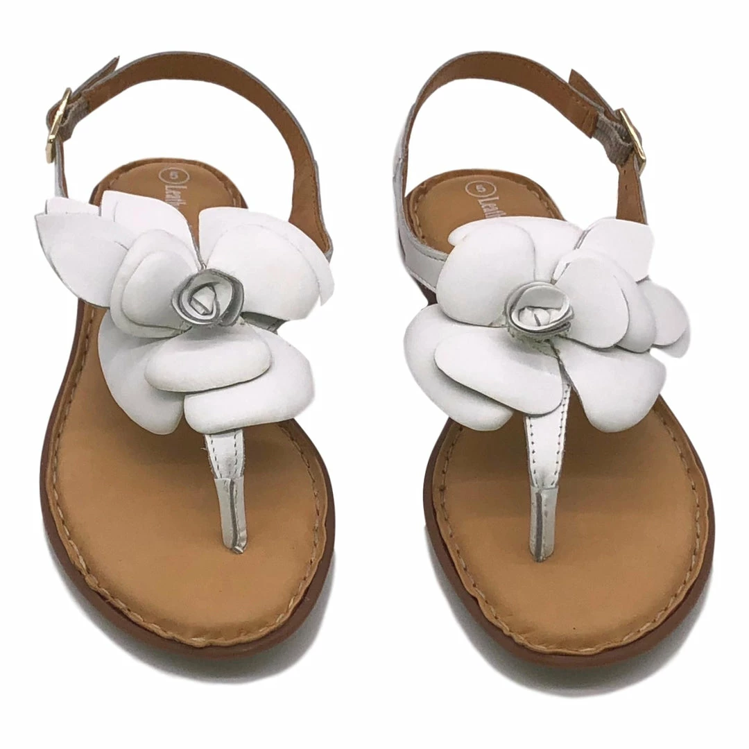 Kickfootwear Flower Design Flat Leather Sandals - Black White Pink Yellow WOMENS 16 Kickfootwear Flower Design Flat Leather Sandals - Black White Pink Yellow WOMENS