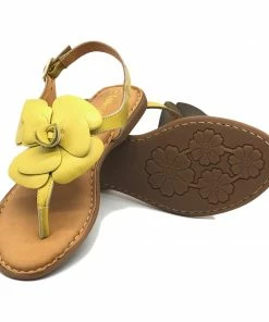 Kickfootwear Flower Design Flat Leather Sandals - Black White Pink Yellow WOMENS 40 Kickfootwear Flower Design Flat Leather Sandals - Black White Pink Yellow WOMENS