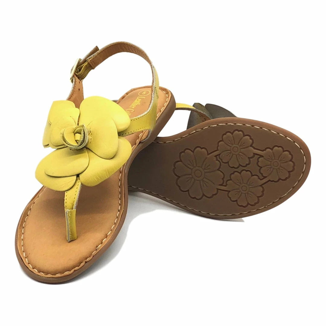 Kickfootwear Flower Design Flat Leather Sandals - Black White Pink Yellow WOMENS 19 Kickfootwear Flower Design Flat Leather Sandals - Black White Pink Yellow WOMENS