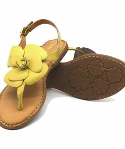 Kickfootwear Flower Design Flat Leather Sandals - Black White Pink Yellow WOMENS 41 Kickfootwear Flower Design Flat Leather Sandals - Black White Pink Yellow WOMENS