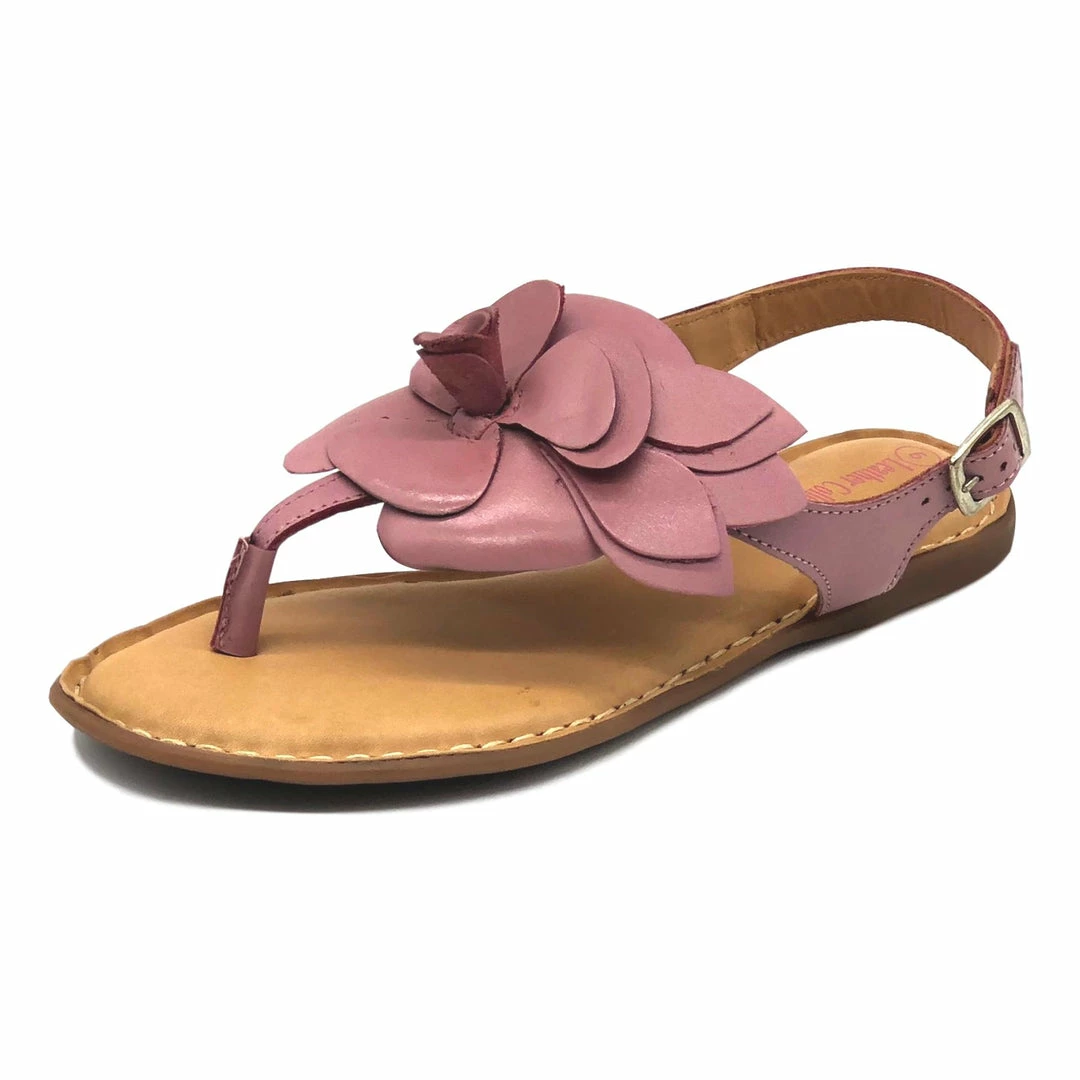 Kickfootwear Flower Design Flat Leather Sandals - Black White Pink Yellow WOMENS 8 Kickfootwear Flower Design Flat Leather Sandals - Black White Pink Yellow WOMENS