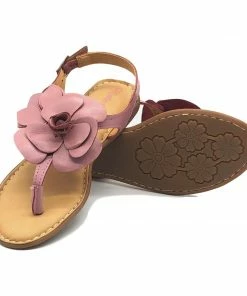 Kickfootwear Flower Design Flat Leather Sandals - Black White Pink Yellow WOMENS 31 Kickfootwear Flower Design Flat Leather Sandals - Black White Pink Yellow WOMENS