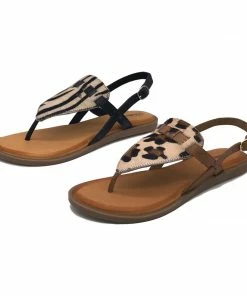 Kickfootwear Flat Leather Zebra Leopard Animal Sandals