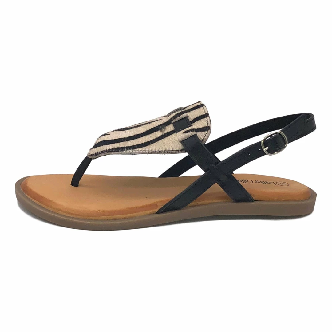 Kickfootwear Flat Leather Zebra Leopard Animal Sandals 10 Kickfootwear Flat Leather Zebra Leopard Animal Sandals