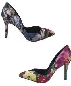 Kickfootwear WOMENS Printed Satin Party Court Stiletto Shoes - F90026