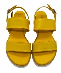 KICK FOOTWEAR Leather Chunky Wide Strap Sandals - Black - Yellow 21 KICK FOOTWEAR Leather Chunky Wide Strap Sandals - Black - Yellow