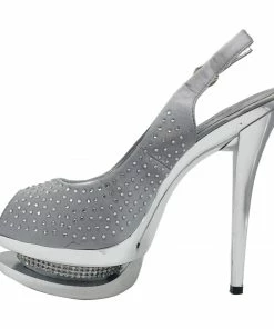 Kickfootwear Womens Charmaine Clear Perspex High Heels Fashion Platform Pole Dancing Shoes - Silver AB838