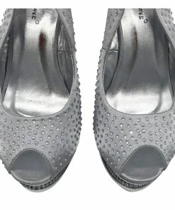 Kickfootwear Womens Charmaine Clear Perspex High Heels Fashion Platform Pole Dancing Shoes - Silver AB838