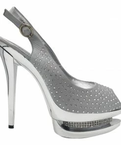 Kickfootwear Womens Charmaine Clear Perspex High Heels Fashion Platform Pole Dancing Shoes - Silver AB838