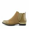 Kickfootwear Esme Gold Zip Chelsea Ankle Boots - Khaki