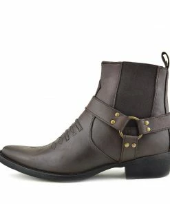 Kickfootwear Nash Leather Ankle Cowboy Ring Boots - Brown MENS