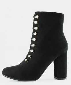 Kickfootwear Lucia Vintage Gold Button Boots - Black WOMENS