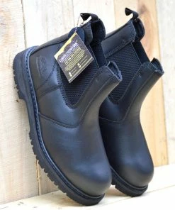 Kickfootwear Groundwork Leather Elaticated Dealer Safety Boots - Black