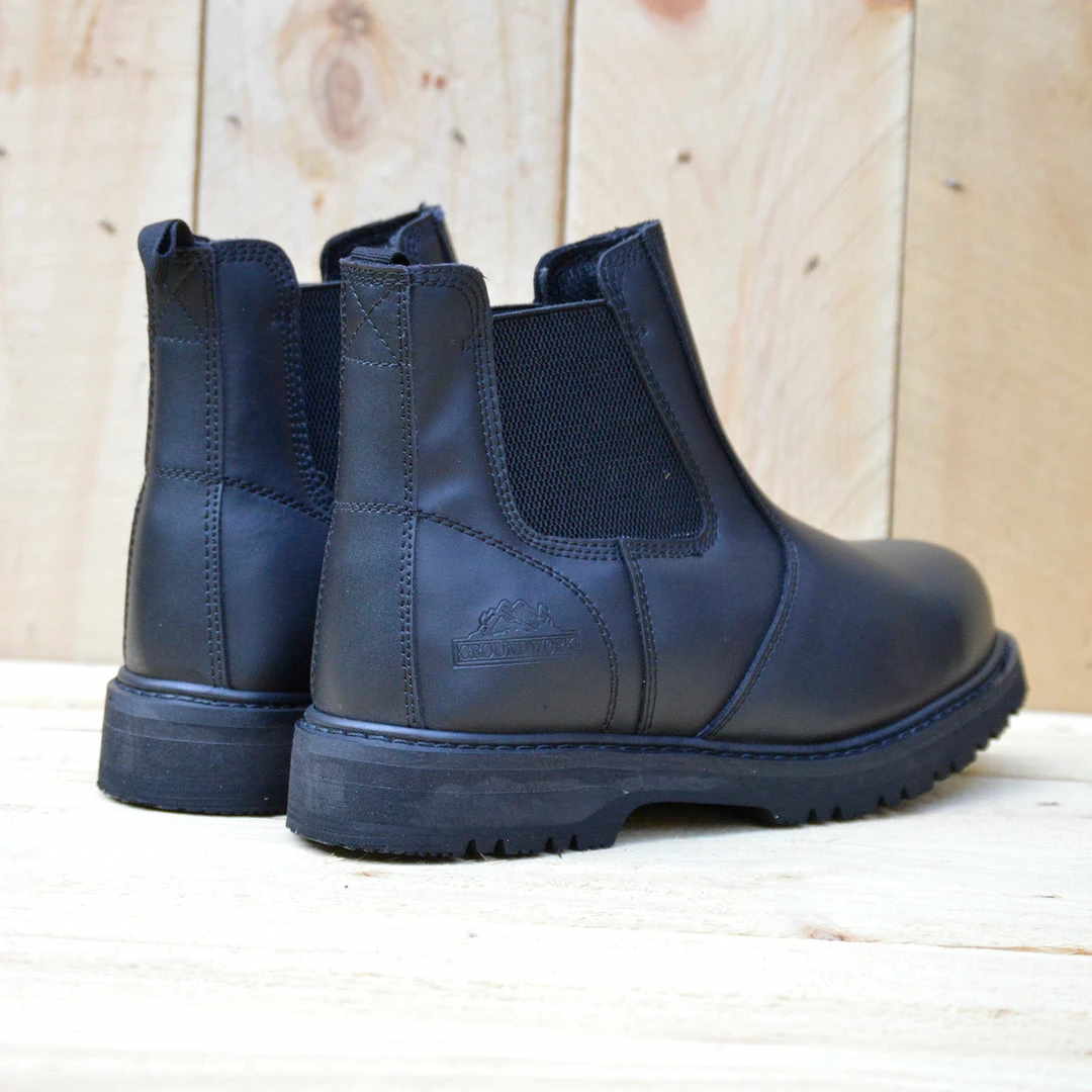 Kickfootwear Groundwork Leather Elaticated Dealer Safety Boots - Black 4 Kickfootwear Groundwork Leather Elaticated Dealer Safety Boots - Black