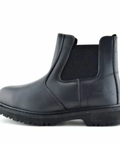 Kickfootwear Groundwork Leather Elaticated Dealer Safety Boots - Black