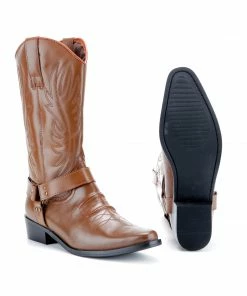 Kickfootwear Range Long Western Cowboy Boots - Tan