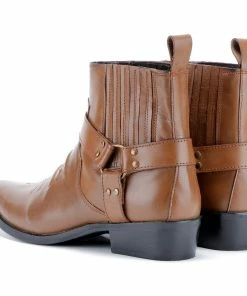 Kickfootwear Nash Leather Ankle Cowboy Ring Boots - Tan KK4