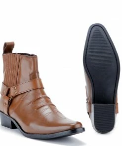 Kickfootwear Nash Leather Ankle Cowboy Ring Boots - Tan KK4